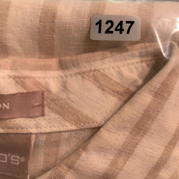 Chicos 100% Linen Womens Striped Button Top Sz 8/10P Coastal Travel Nautical - Picture 10 of 10